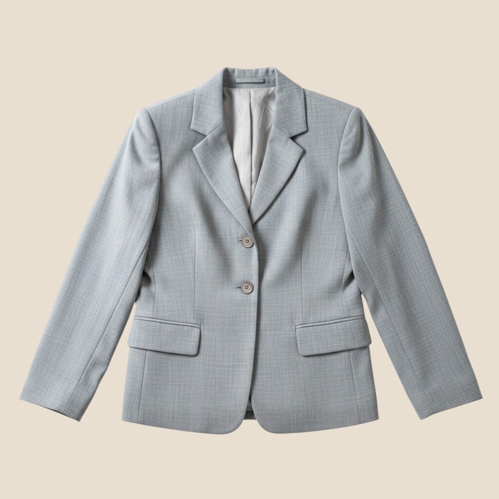 NWT Vintage Blazer Harve Benard 14 Grey 100% Wool Minimalist Neutral Jacket